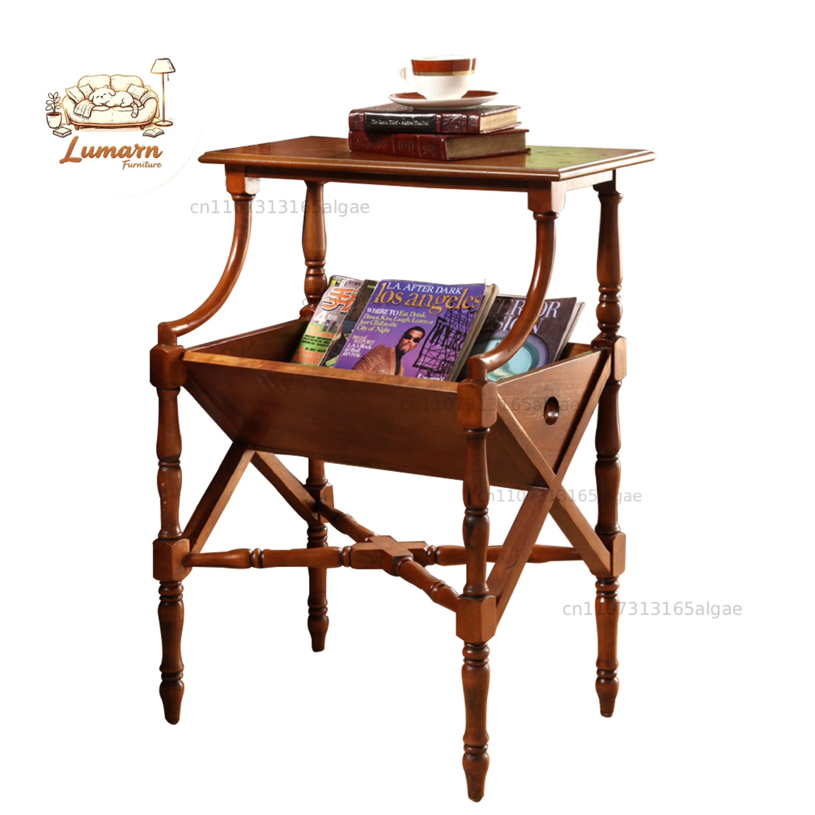Newspaper rack, solid wood American-style bedside table