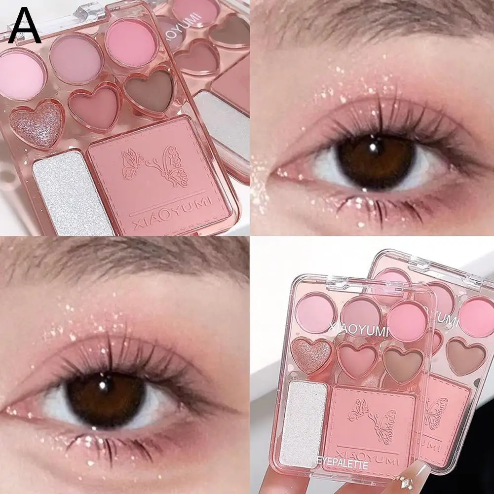 

New 8 Colors Love Eyeshadow Palette Pearly Glitter Shiny Makeup Eyeshadow Beuaty Highlighter Powder Cosmetics Blusher Brighten