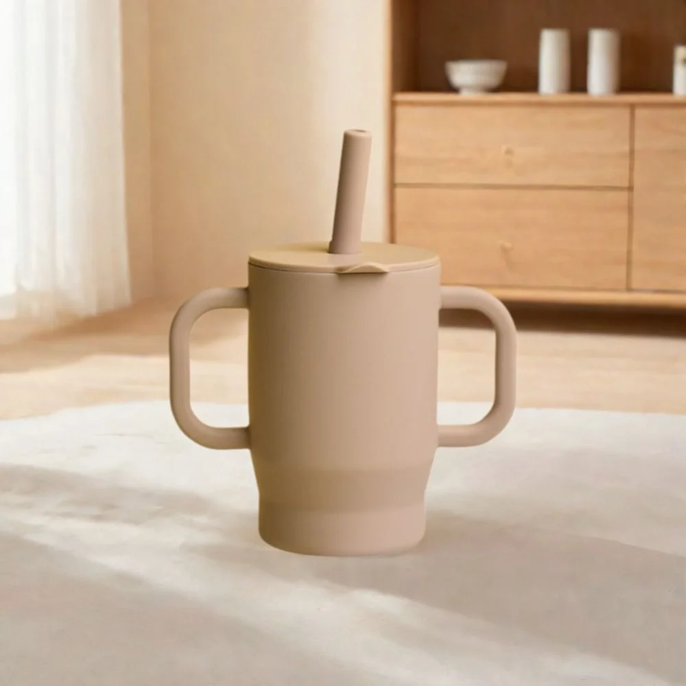 

Baby Tableware Food Grade Silicone Baby Sippy Cups 180ml Unbreakable Feeding Cup Drop-proof Heat-resistant Baby Straw Cup Snack