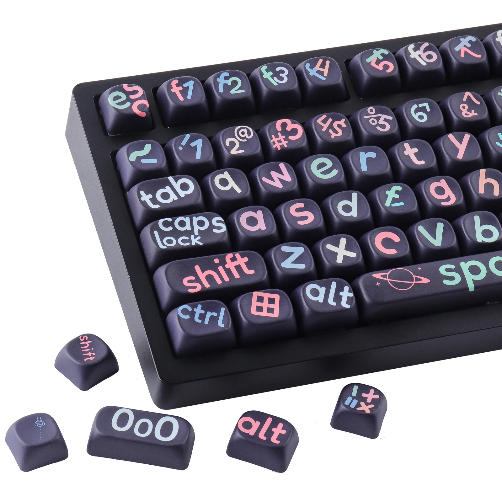 

126 keys of the Black Large Letters Keycaps PBT Dye-Sublimated MOA Profile For Mechanical Keyboard
