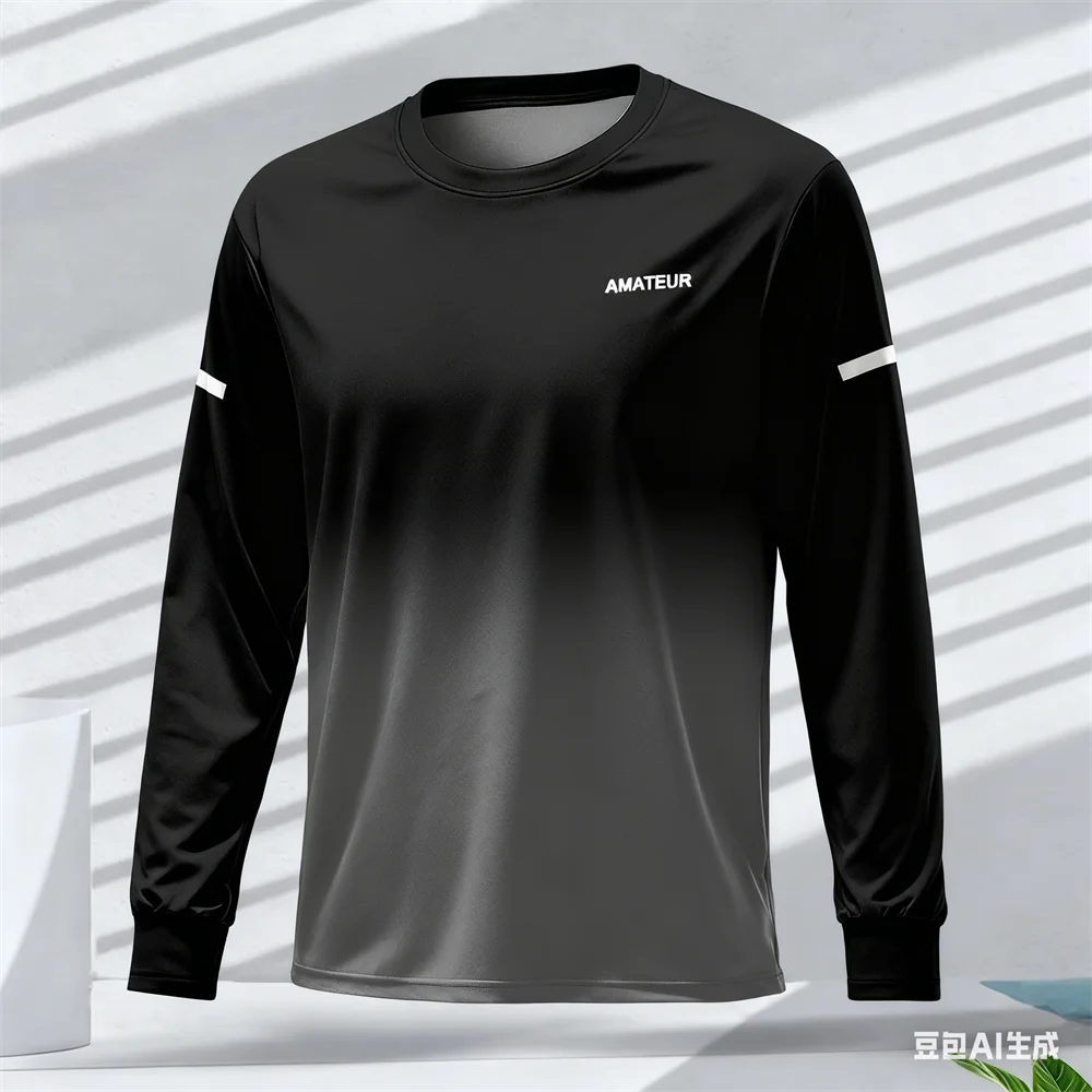 

Casual Simple Style Men's T Shirt Outdoor Running Sports Long Sleeve Tops Spring Loose O-neck Pullover Fashion Gym T-shirt Man