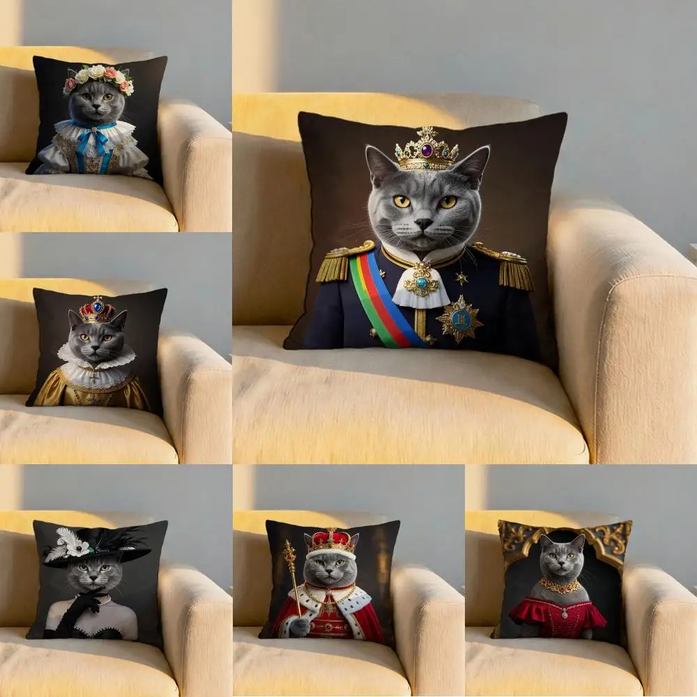 Russian Blue cat Cushion Cover Soft Reversible & Durable Pillow Cover – Multi-Scene Use for Home & Car Daily Comfort