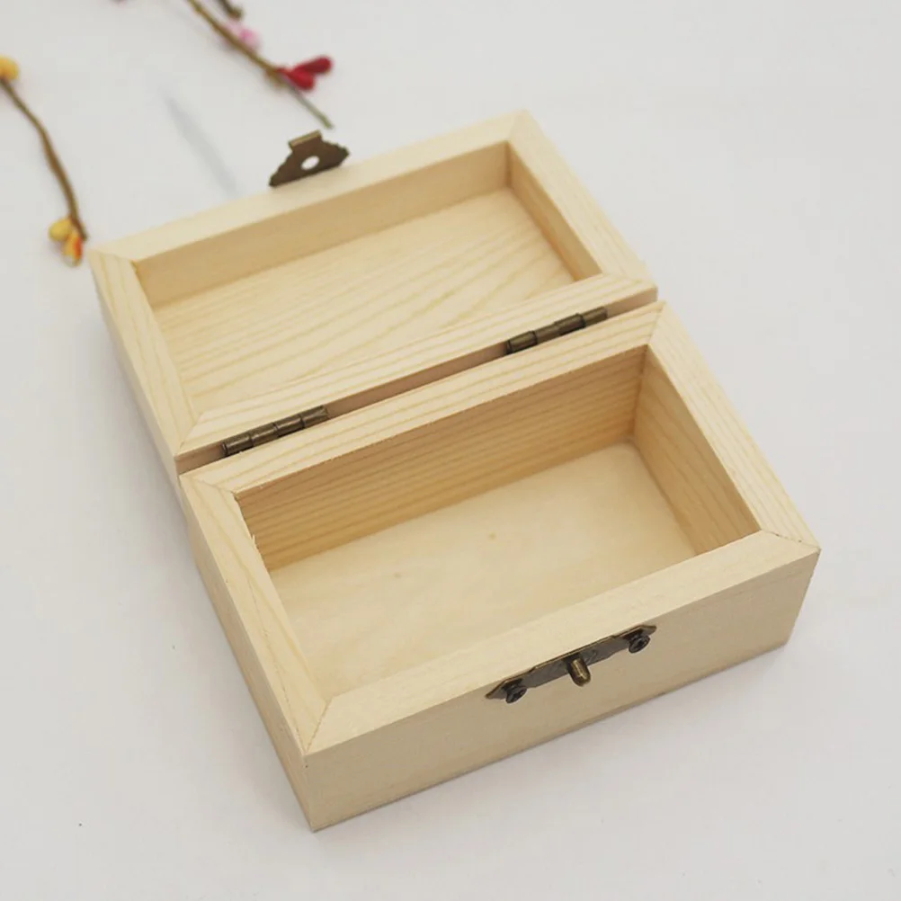 

5Pcs Natural Wooden Desktop Storage Box Rustic Organizer Sundries Tray DIY Craft Gift Case DIY Wooden Box Gift Case