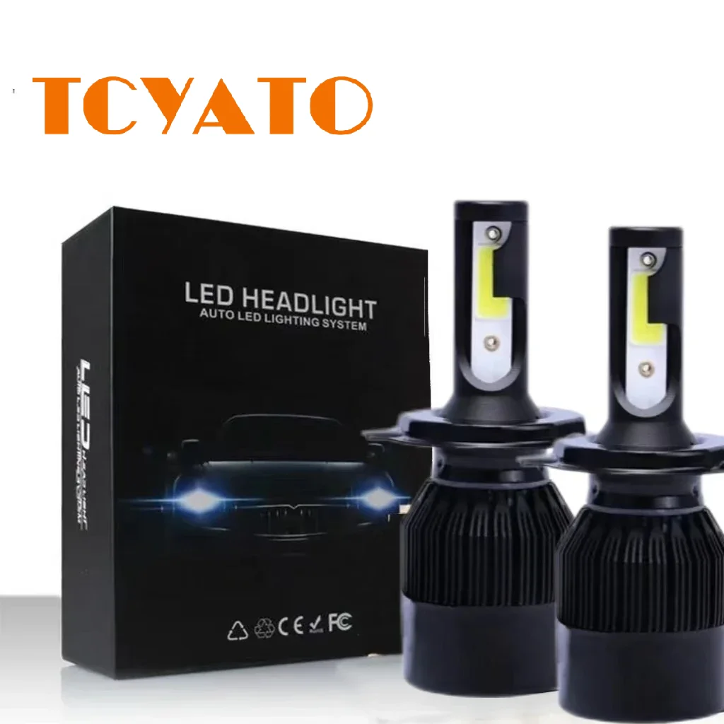 Faros delanteros LED para automóvil TCYATO h4, H7, 4300K, faros delanteros LED para automóvil C6, bombillas automotrices de aluminio negro de alto brillo