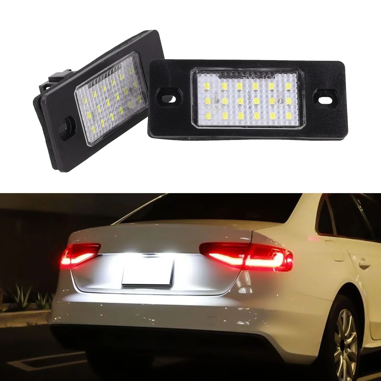 

2Pcs 18-SMD CANBUS License plate Light White 6500K No Error Led Number License Plate Light For Skoda Fabia MK1 6Y 6Y0943021