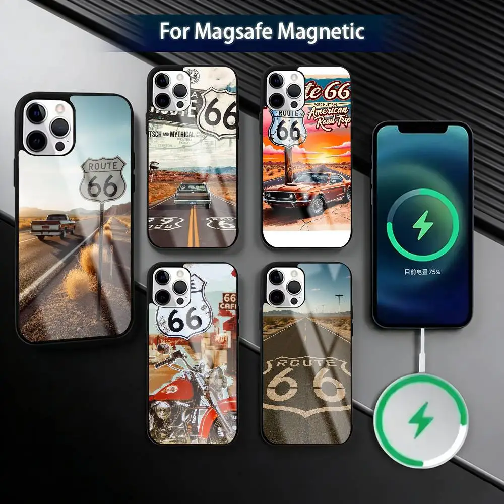 

The R-Road R-Route 66 Phone Case For iPhone17,16,15,14,13,12,11 Plus,Pro Magnetic For Magsafe Wireless Charging