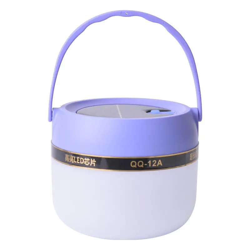 Multifunctionele draagbare krachtige LED-kampeerlamp op zonne-energie voor noodkamperen en reizen buitenshuis