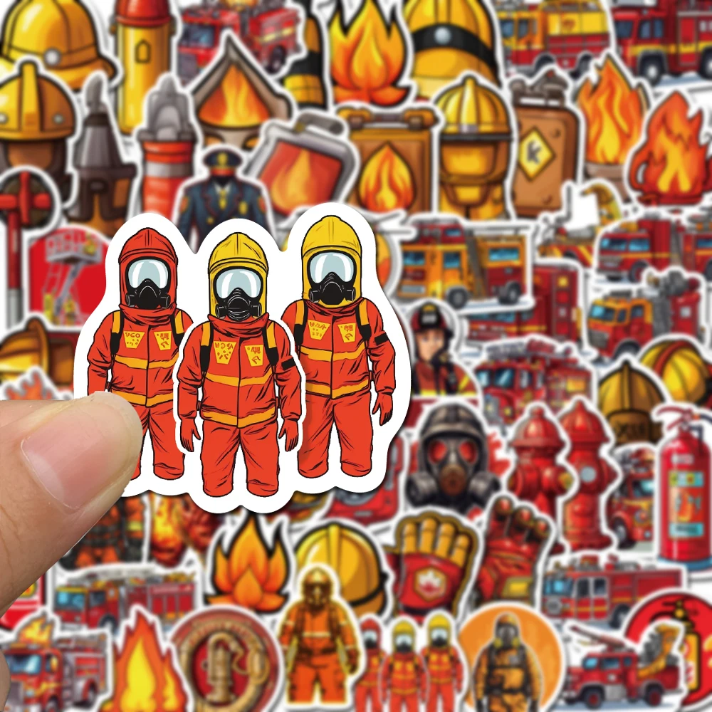 61PCS Firefighter Fire Decor Stickers Vintage For DIY Kids Notebook Luggage Motorcycle Laptop Refrigerator Decal Toys