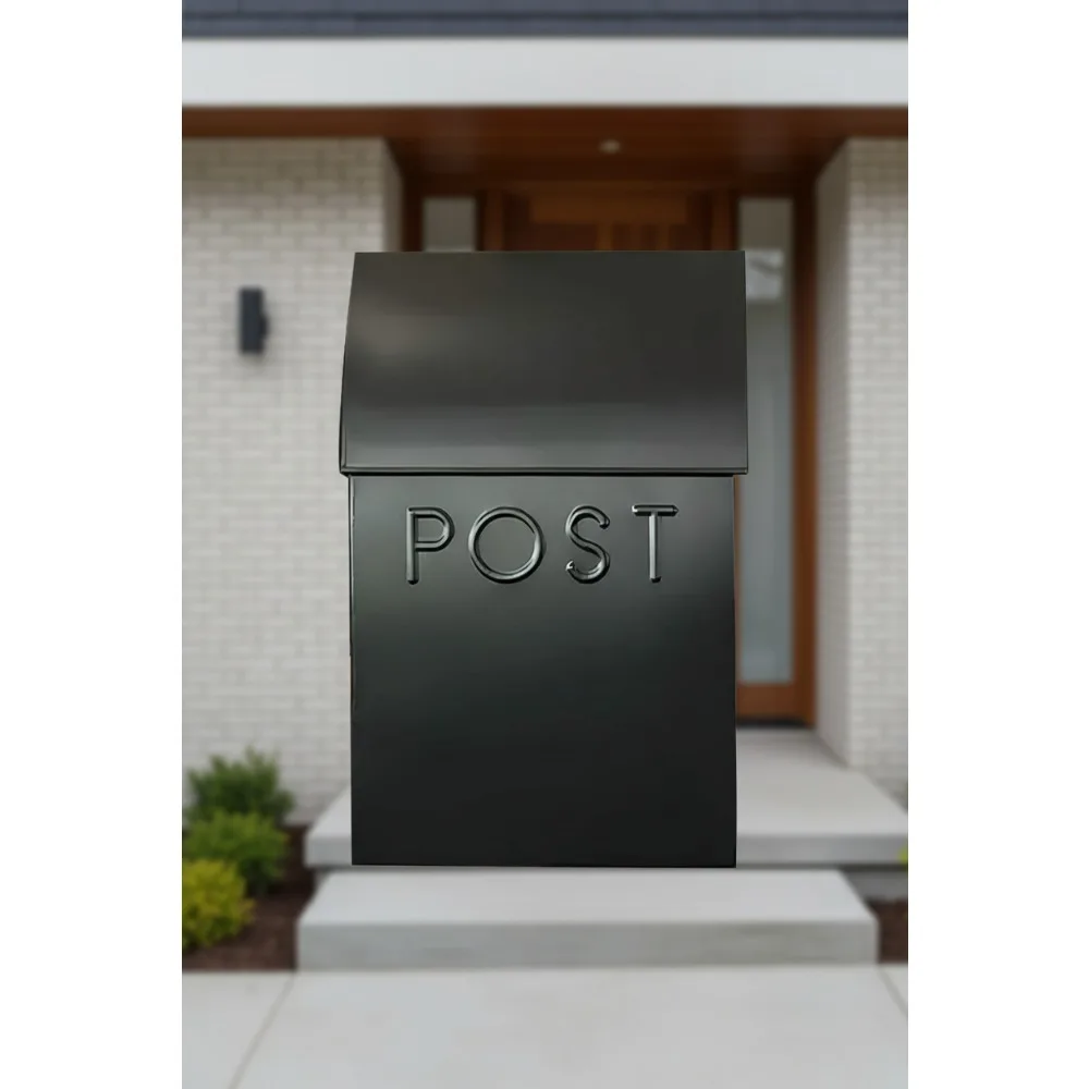 

Large Wall Mount Mailbox with Newspaper Holder, 15x10x4 Inches Black Waterproof Outdoor Mailbox for Modern Farmhouse Decor