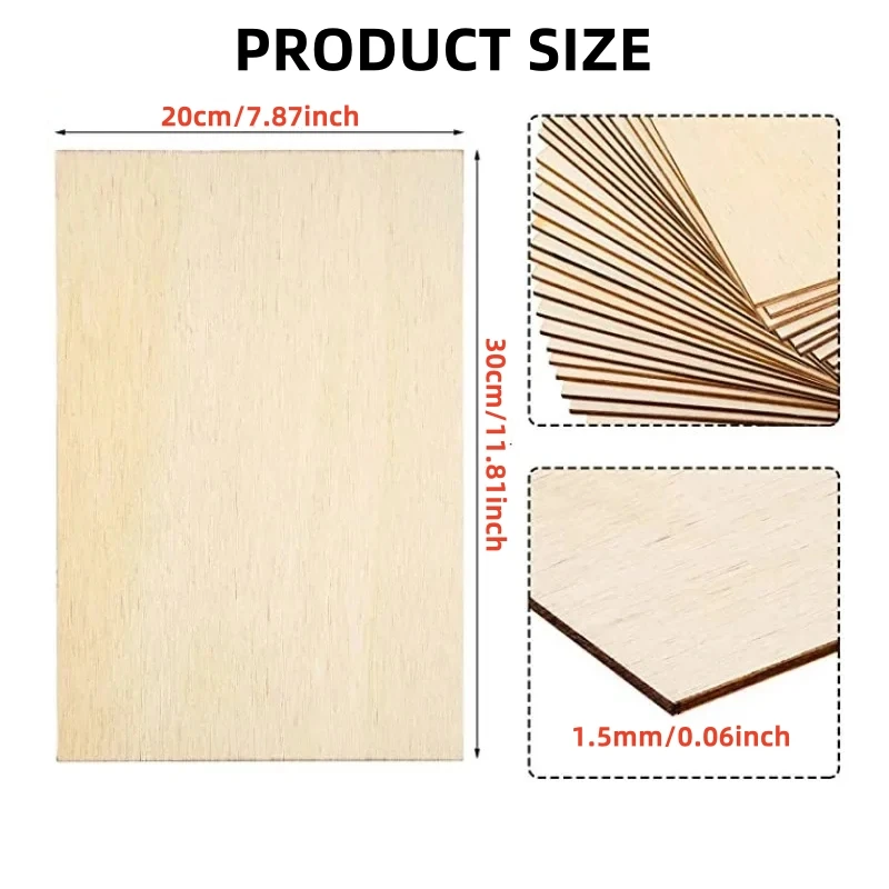 NEJE 33PCS Plywood Panels for CNC Laser Engrave Machine Engraving, DIY Crafts Making Painting Model Toys Building Burn  Carving