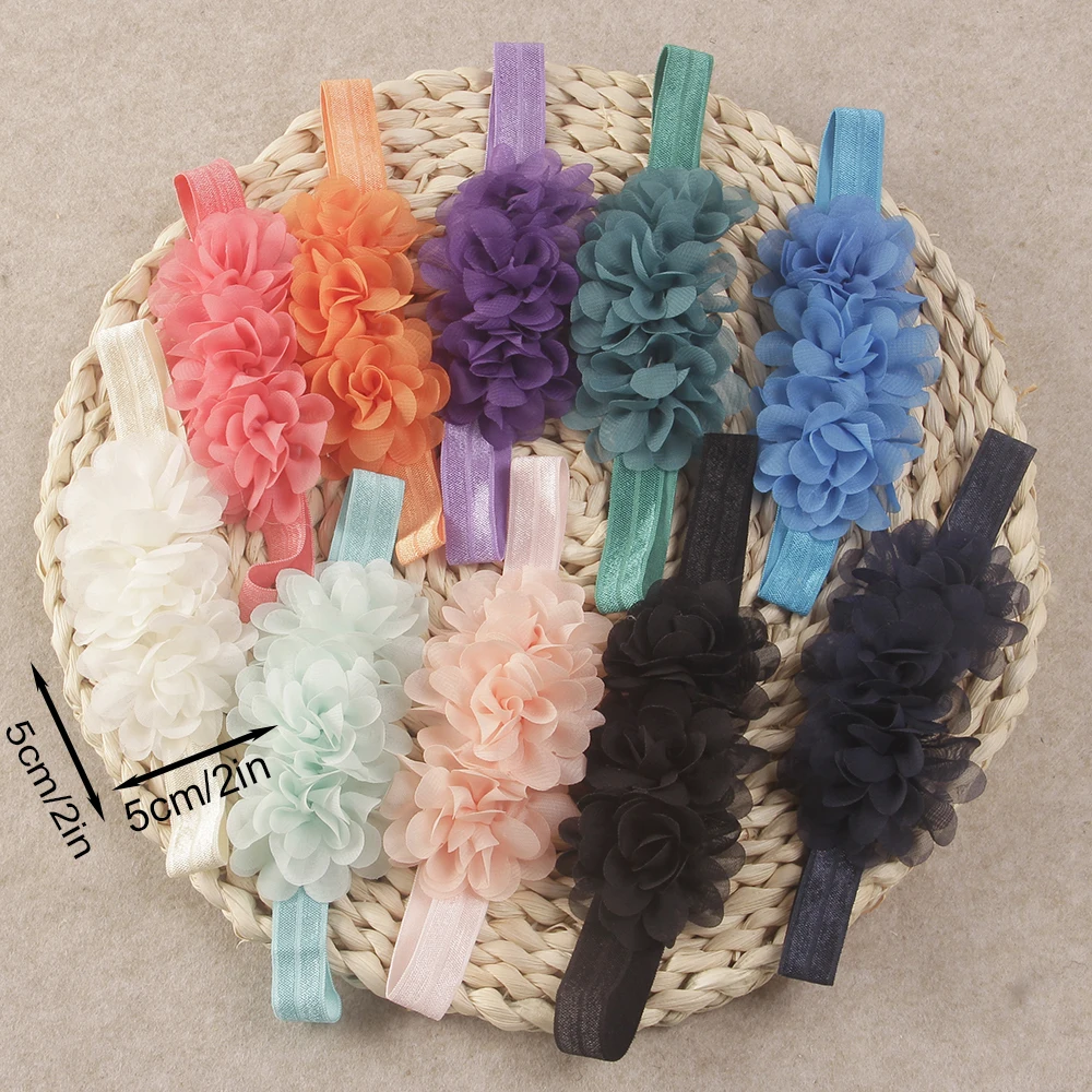 10pcs/lot Baby Infant Headbands Chiffon Flower Headband Handmade Hair Accessories for Newborn Toddlers Kids Children Girls