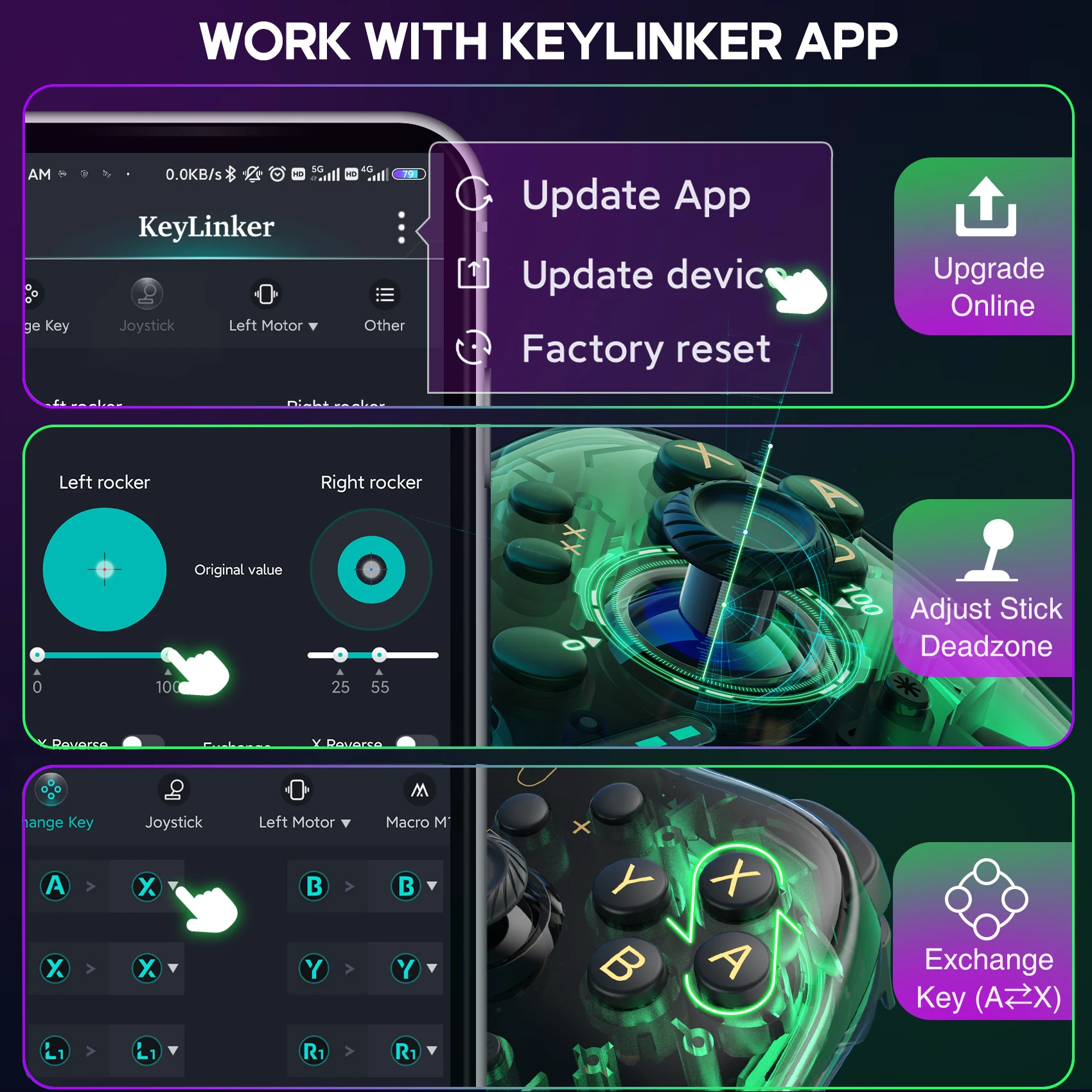 BEBONCOOL Q220/Q280 Gamepad con interruttore wireless Controller Cool Pro compatibile per controller Switch Lite/Switch OLED/Switch