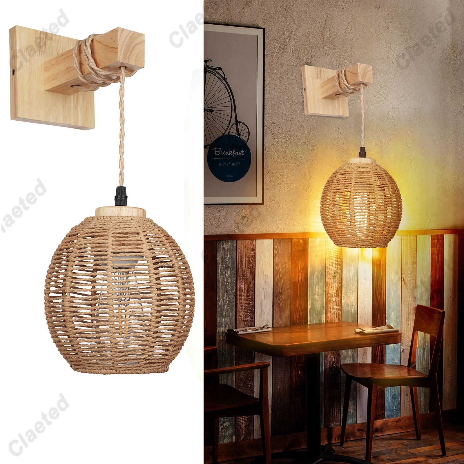 

Wall Lights Fixtures Wall Decor Handwoven Lampshade Wall Sconces Lighting Rattan Wall Lamp for Home Kitchen Loft Ceiling Bedroom