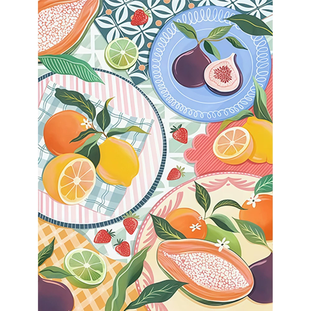 1PCS Assorted Fruits on the Table   DIY Acrylic Digital Painting Kit For Beginners Home Wall Decor Frame Not Included
