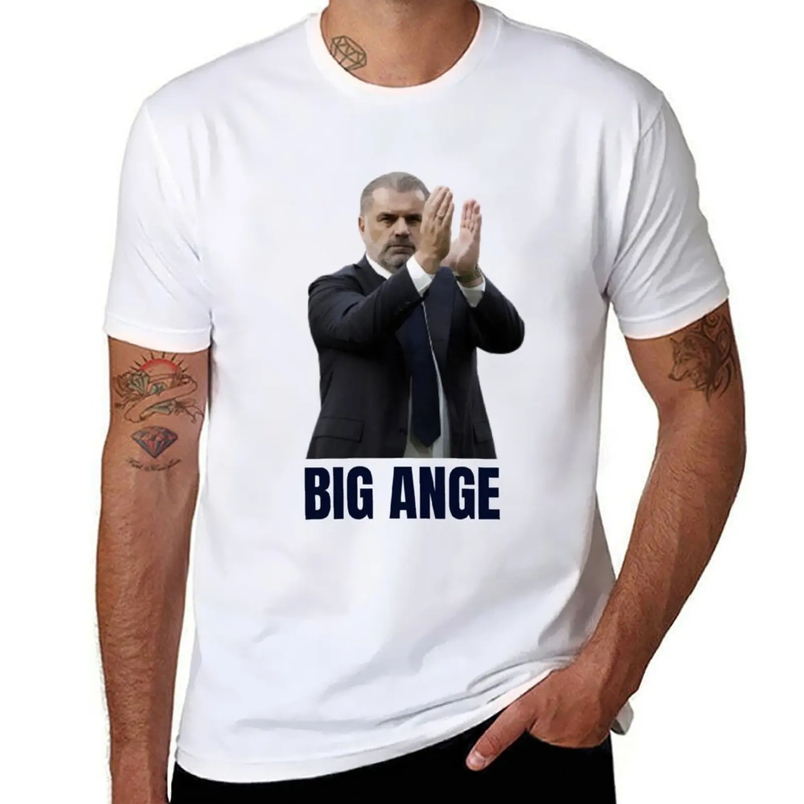 تي شيرت Big Ange Postecoglou تي شيرت رجالي من القطن الثقيل تي شيرت قطني #1