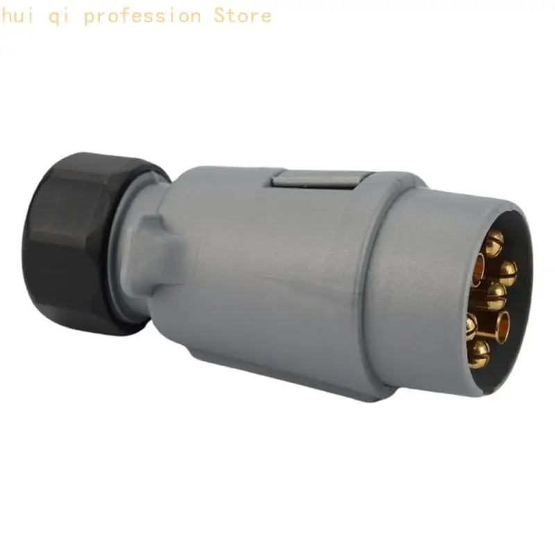Gray ABS Trailer Power Socket 7 Pin European 12S Part for Tow Wiring Service, Road Trailer Hookup, Single Pack Spare Repair Use