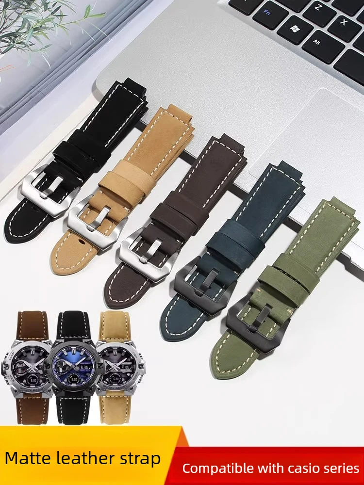 

Кожаный ремешок, подходящий для мужских часов Casio Steel Heart GST-B400/B200, выпуклый матовый ремешок из телячьей кожи, 16 мм.