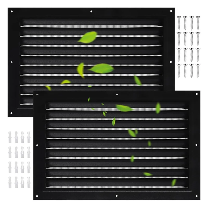 

ABKP-Gable Вентиляционные отверстия 8 x 12 дюймов, 2 шт., металлические чердачные вентиляционные жалюзи, вентиляционная решетка, сарай с сеткой для экрана для внутреннего и наружного гаража