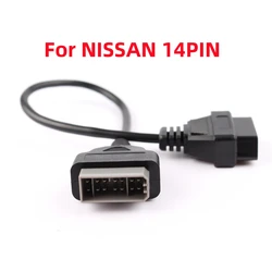 For Nissan 14Pin To 16Pin OBD2 Diagnostic Connector Adapter Interface 14Pin To OBD2 16 Pin Adapter For Auto Car Vehic Cable