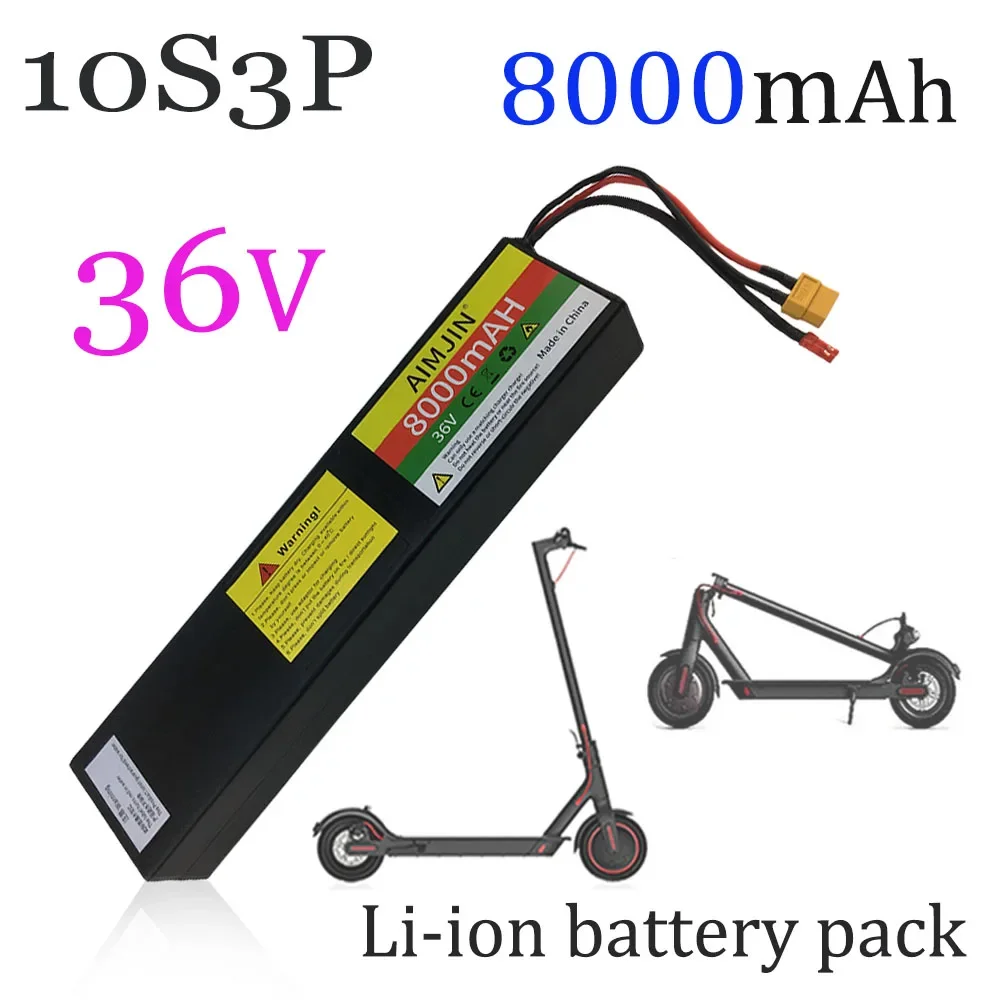 

For 36V Electric Scooters, 10S3P 8.0Ah High Capacity 18650 Lithium Battery Pack 500W BMS