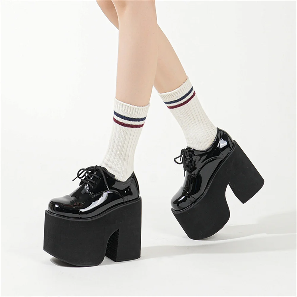 Brand New Ladies High Platform Pumps Fashion Lace-up Solid Chunky High Heels women's Pumps Party Office Sexy Woman Shoes