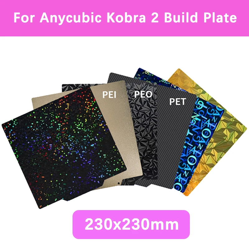 Placa de Construcción de 230x230mm para Artillery Hornet Genius Pro, Lámina de Acero con Resorte de Doble Cara PEI, PET, PEO, PEY para Artillery Genius