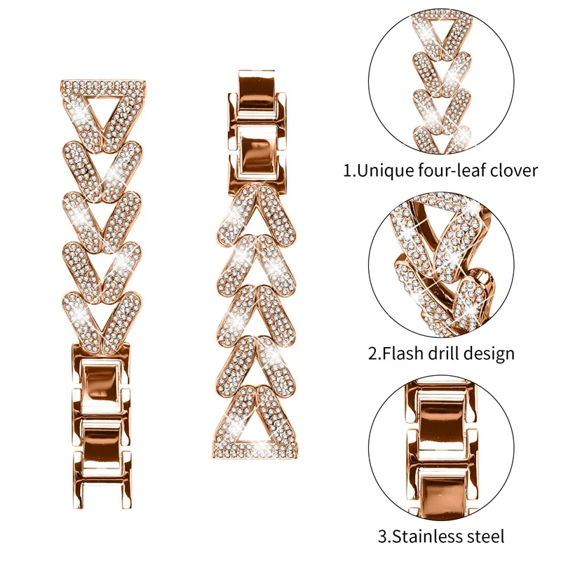 Diamond strap For Samsung Galaxy watch 7/FE/6/5/5 pro/4 Classic 20mm 22mm Stainless steel bracelet Huawei watch GT 5-4-3-2 band