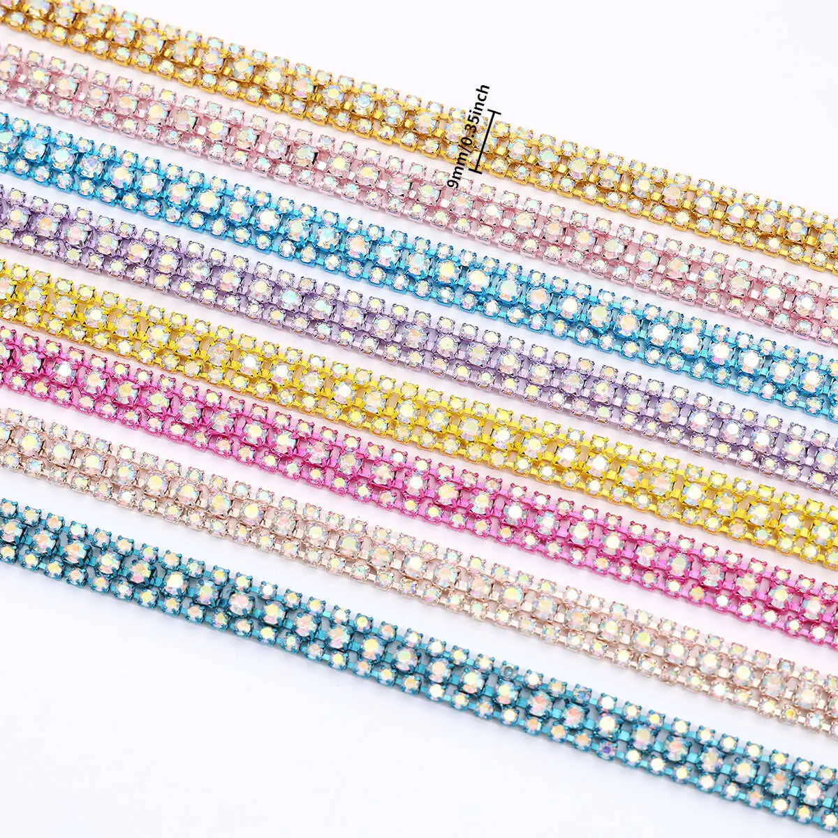 

Colorful AB Three-Row Claw Welding DIY Jewelry Fancy Code Hand-Sewn Accessories Water Rhinestone Chain
