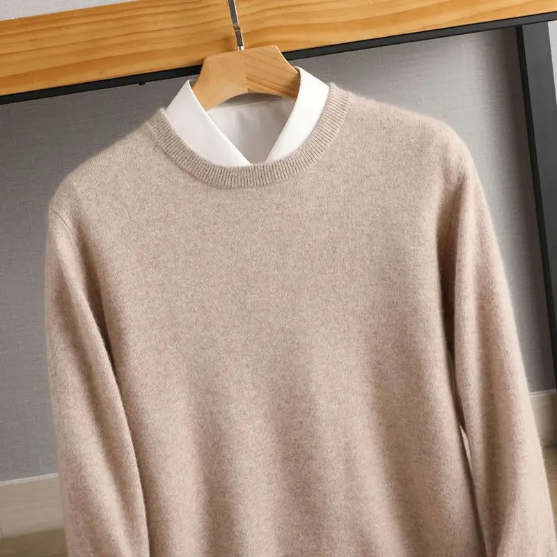 

Basic Men Sweaters Solid Color O-neck Long Sleeve Knitted Male Pullover Winter Fashion New Warm Business Sweaters for Men D48