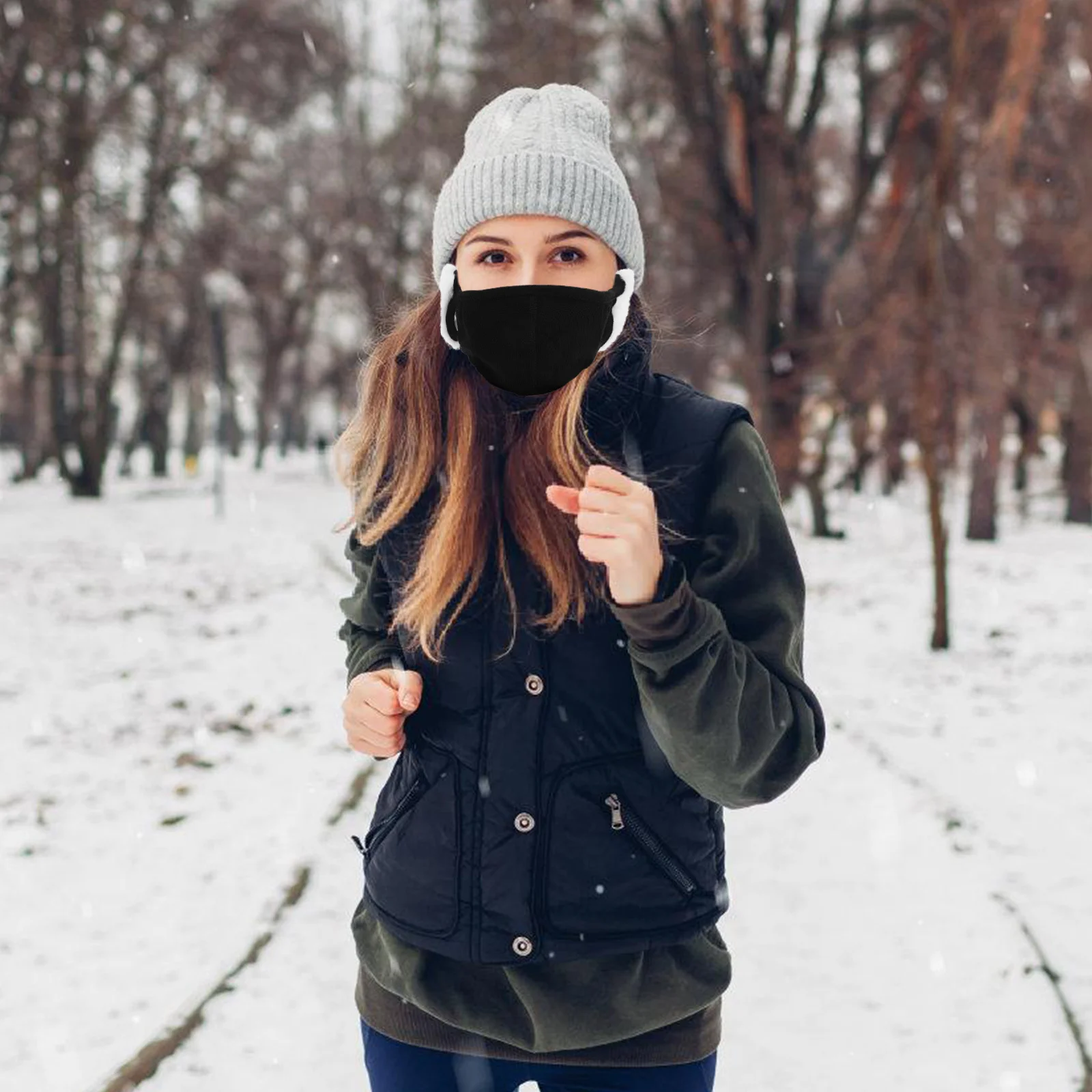 

Winter Face Mask Ear Muff Women 3D Double Layer Warm Ski Cycling Motorcycle Outdoor Windproof Ear Protector Cute Pattern