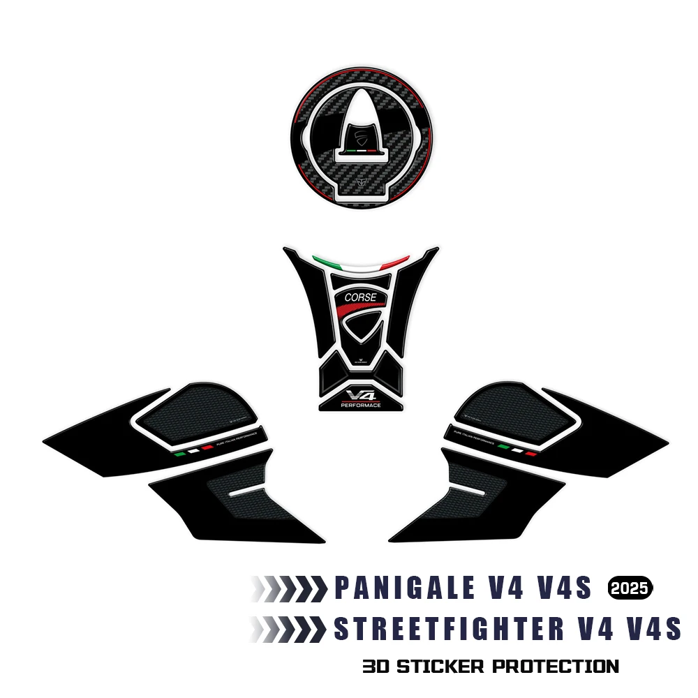 New Streetfighter V4 V4s 2025 3D Epoxy Sticker Tank Pad Kit Protective Decal For Panigale V4 V4s
