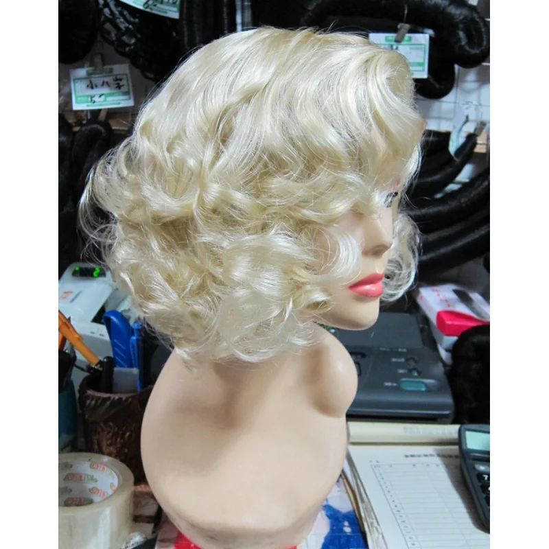 Cosplaywish Amazon Marilyn Monroe Wig Golden European and American Style Female Short Curly Hair