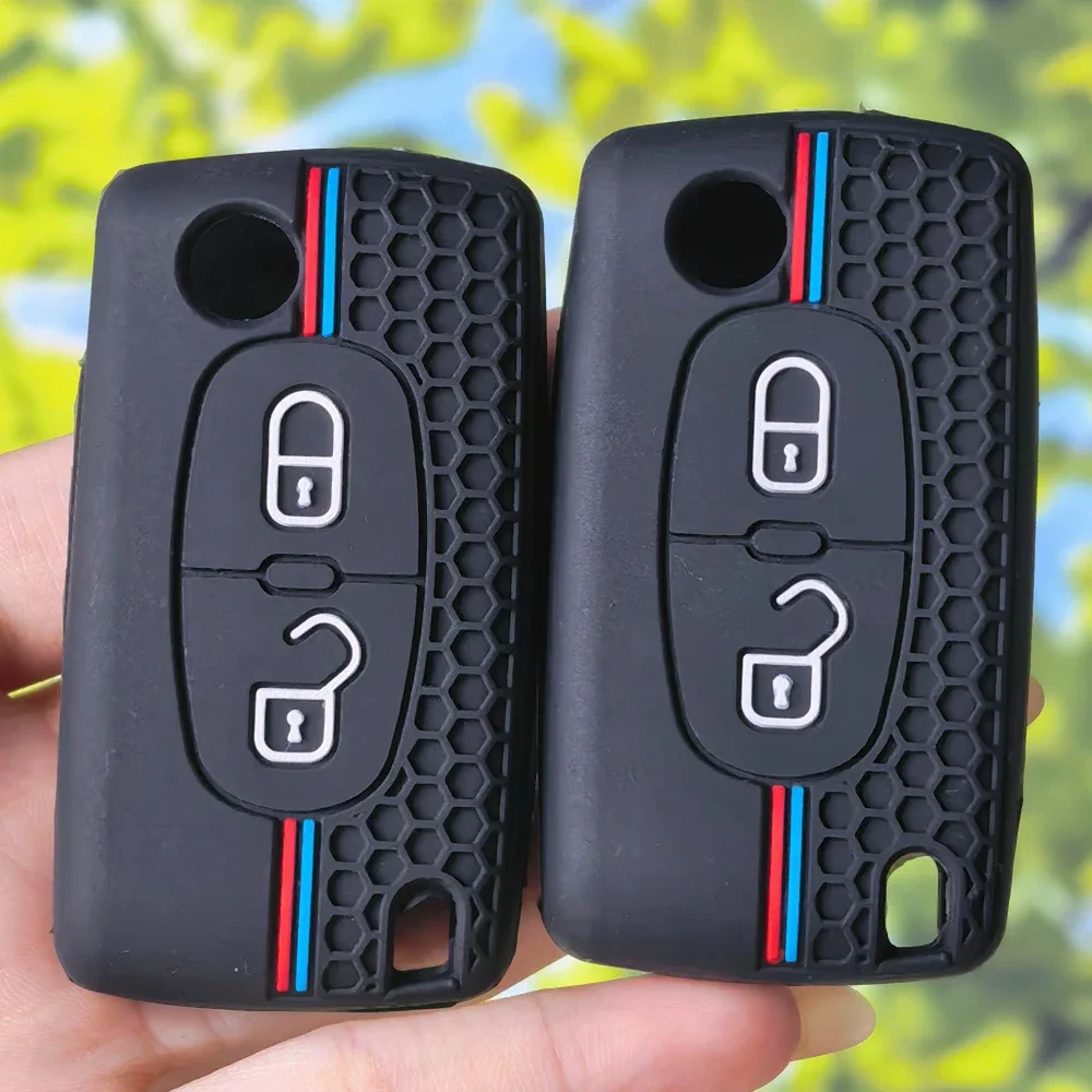 Honeycomb Silicone Key Sleeve Racing Stripe For Citroen C2 C3 C4 C5 C6 Xsara Berlingo Peugeot 207 307 308 407 607 807