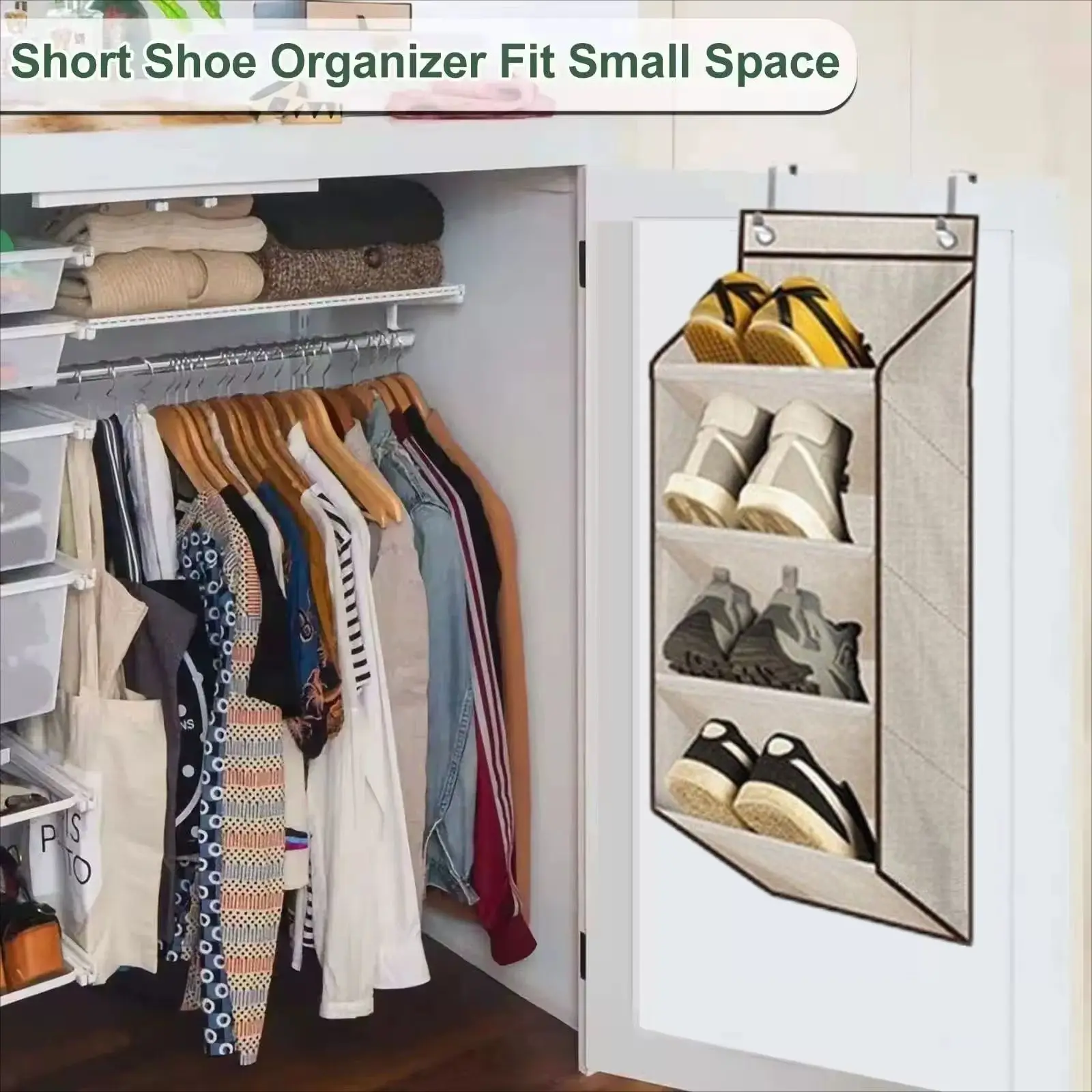 Shoe narrow model hanging bag on the door 4-layer 8-layer hanging dormitory and narrow door storage shoe rack view 4