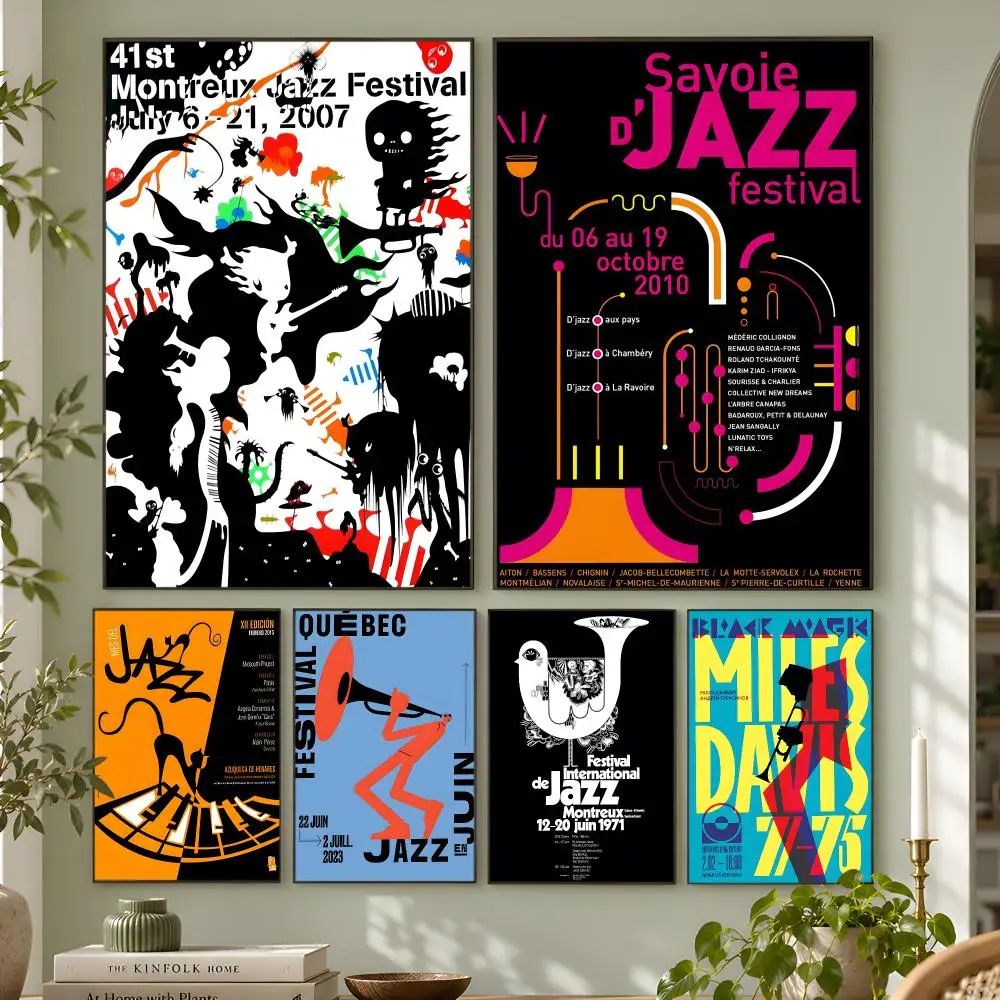 Vintage Jazz Music Festival Swiss Poster Wall Art Home Decor Living Room Bedroom Office Dorm Apartment Gift