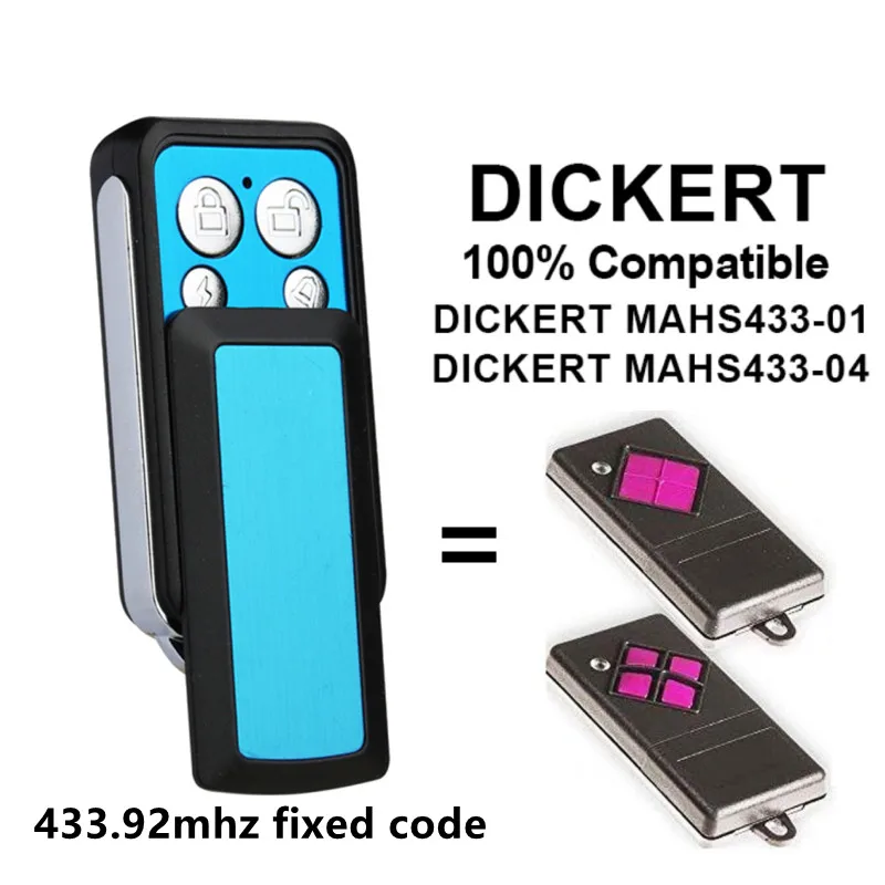 

DICKERT Remote Control Garage Door Opener 433.92MHz Fixed Code For DICKERT MAHS433-01 MAHS433-04 MAHS433 Remote Control Gate