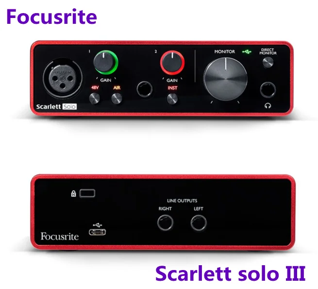 Focusrite Scarlett Solo 3rd Gen USB Audio Interface External Sound Card Recording Guitar Headphone External Amplifier Mic Preamp