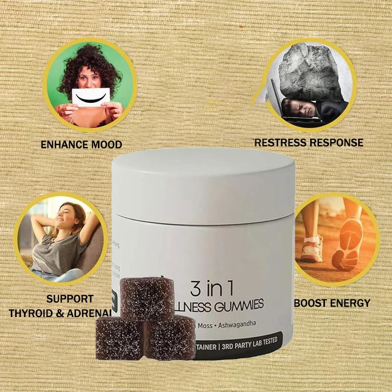 3 In 1 Wellness Gummies Shilajit Sea Moss Ashwagandha Supplement Improves for Man Energy Stamina, Male Power view 4
