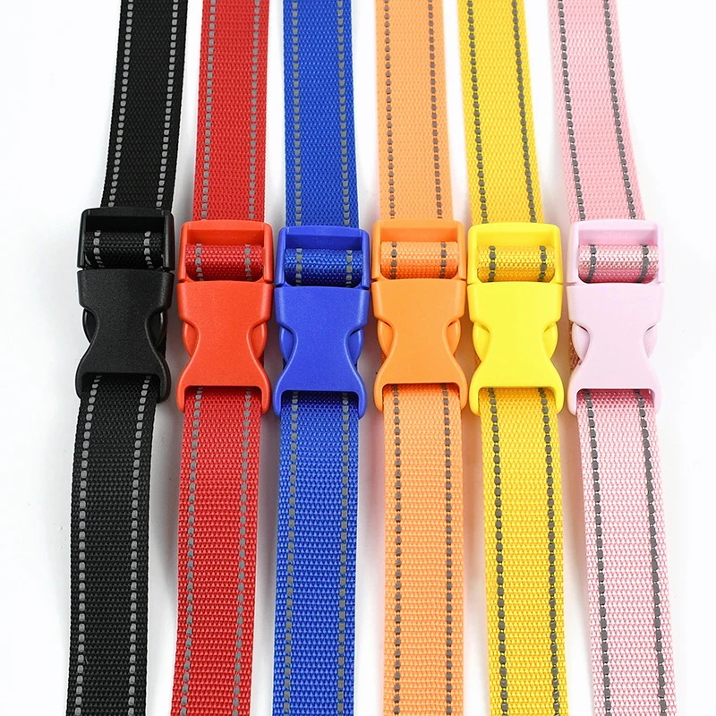 

1-5Set 25mm Night Running Dog Walking Collar Repair Accessories Reflective Webbing Release Buckles Combination Buckle Strap