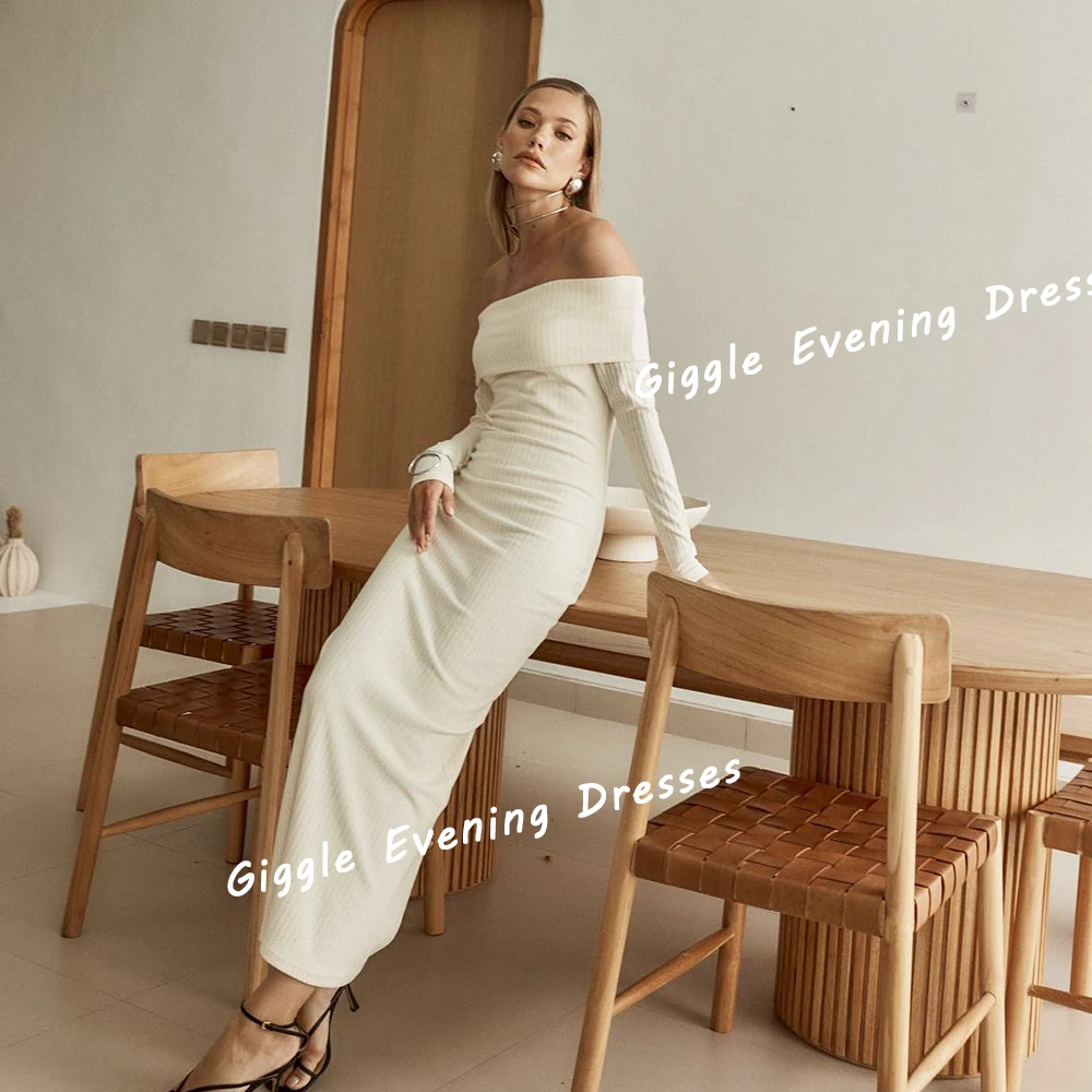 

Giggle Crepe Boat Neck Prom Gown Simple Saudi Arab Summer Ankle-Length Fashion Formal Evening Party Dresses for Women 2024