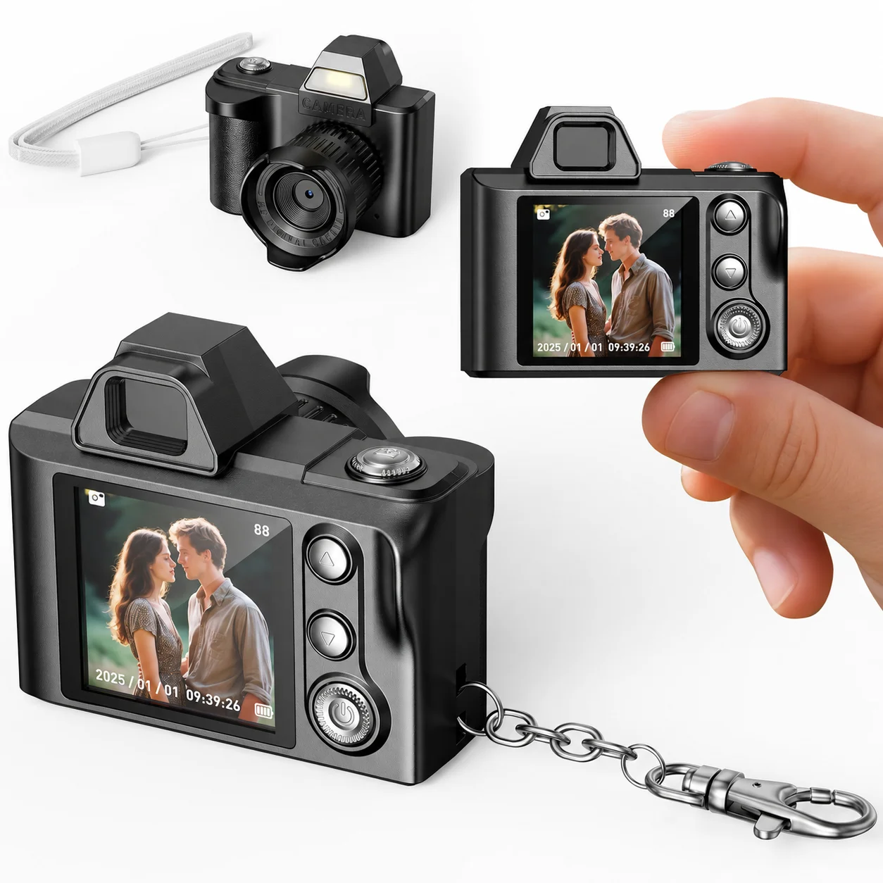 Mini Digital Camera with 1080P HD Auto-Fill Flash Four Filters 4X Zoom Portable Video Camera for Travel Vlogs/Daily Recording