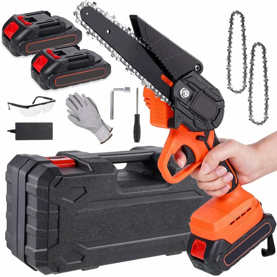 4/6inch 36V Portable Handheld Electric Tree Wood Cutting Cordless Chain Saw .hine Mini Lithium Electric Chainsaw Battery