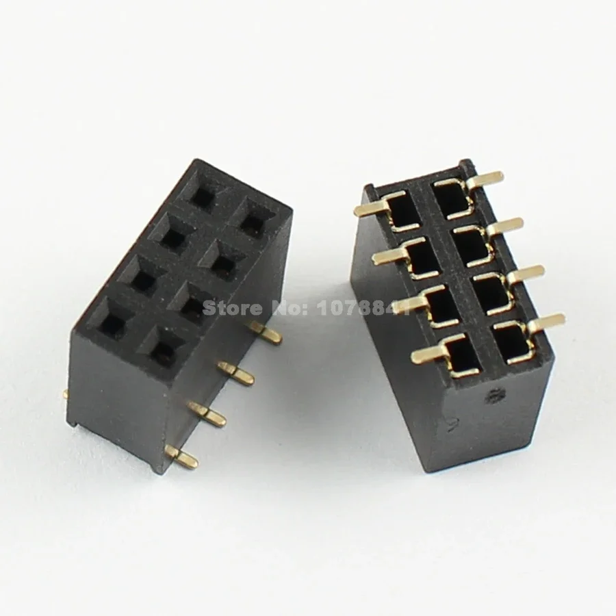 100pcs 2.54mm Pitch 2x4 Pin 8 Pin Female Double Dual Row SMT Pin Header Strip