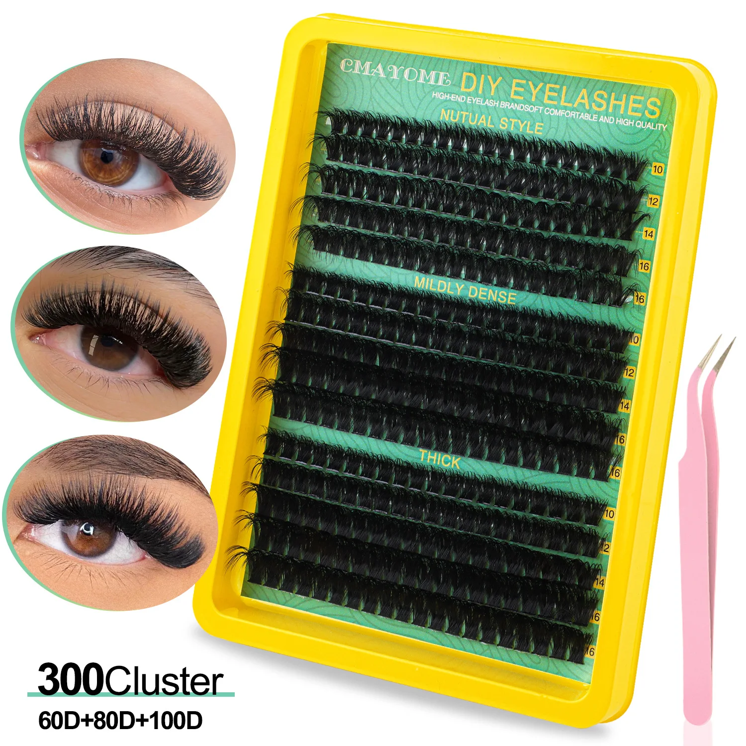 Diy conjunto de cluster de cílios postiços 60d/80d/100d cílios individuais cluster lash bond e selo removedor de cola de cílios postiços, pinças