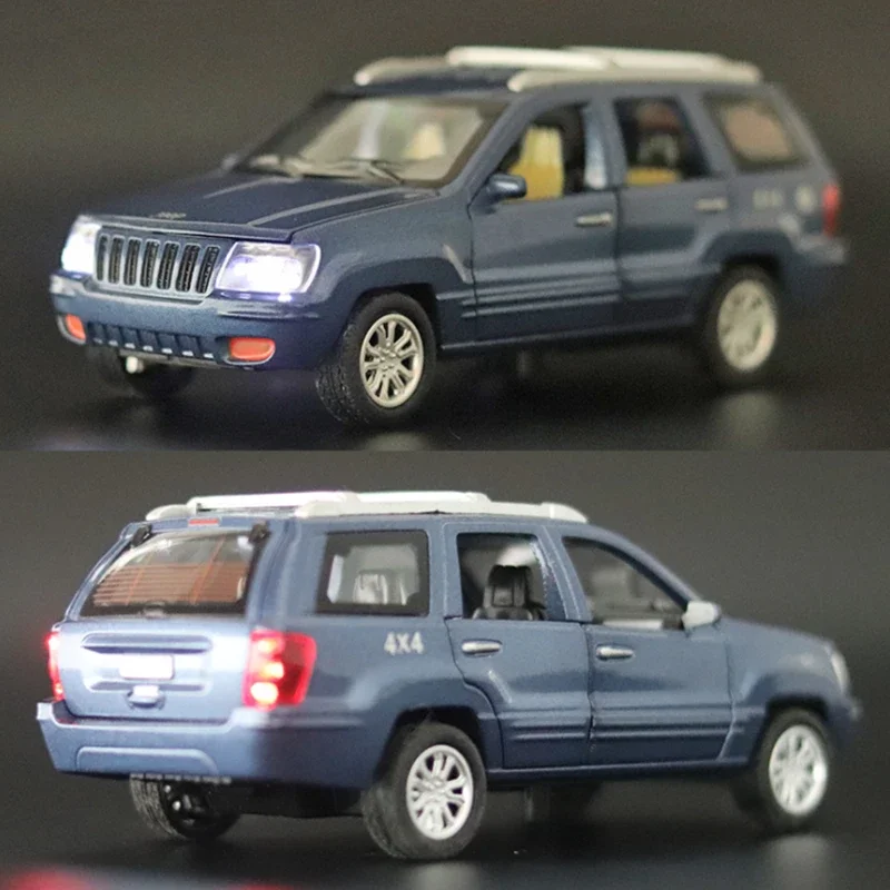 Grand Cherokee SUV Alloy Car Model, Diecast Metal Toy, veículos off-road, simulação de modelo de carro, som e luz, presentes para crianças, 1:32