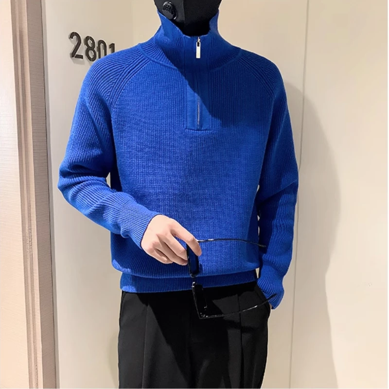 

Explosive Men's Loose Half Zip Casual Sweater Jacket Winter Turtleneck Slim Warm Sweater Jumper Men's Long-sleeved Sweater Base