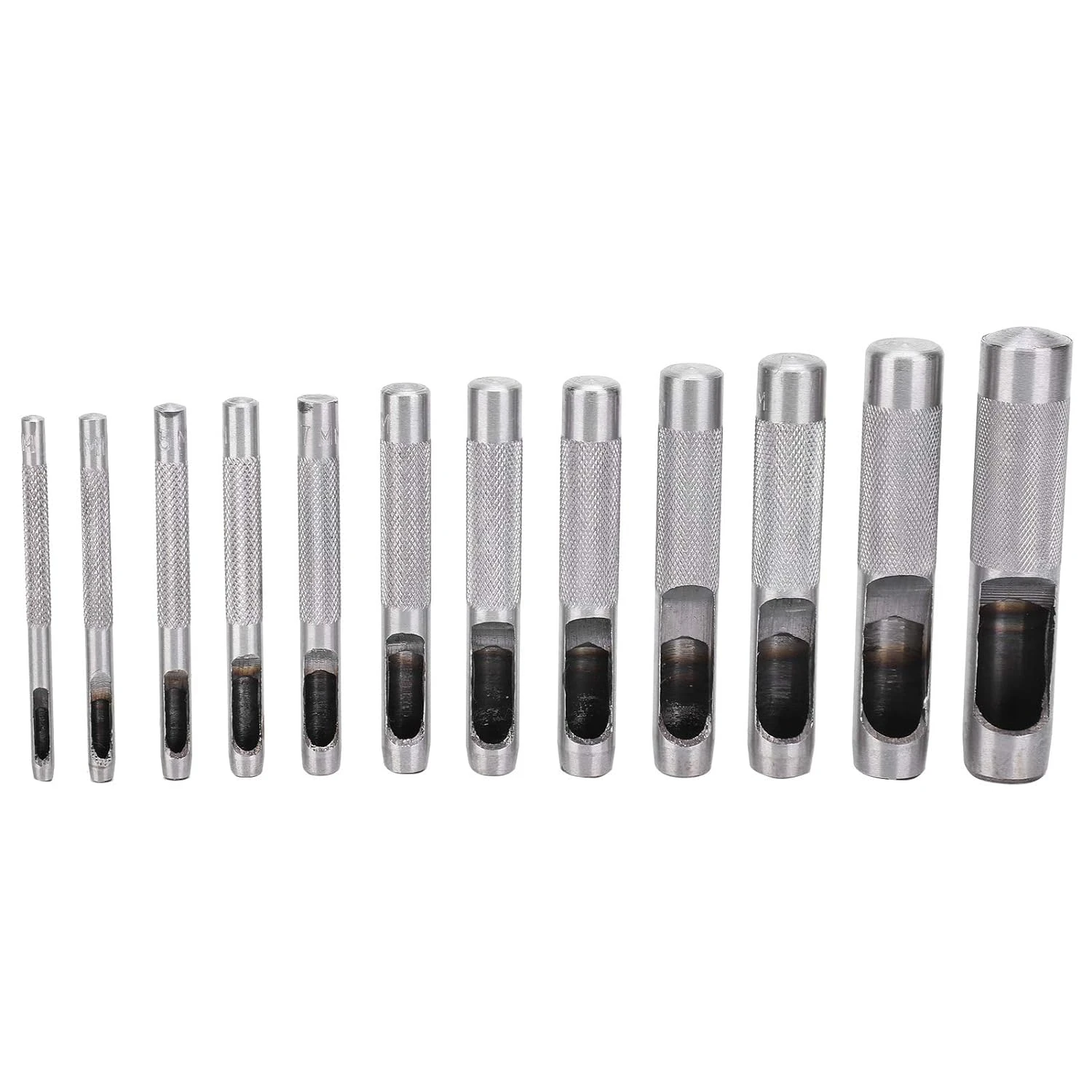 

High-Quality 12-Piece Carbon Steel Hand Cutter Tools - Versatile and Durable Set for Precise Hole Punching on Leather, Watch Ban