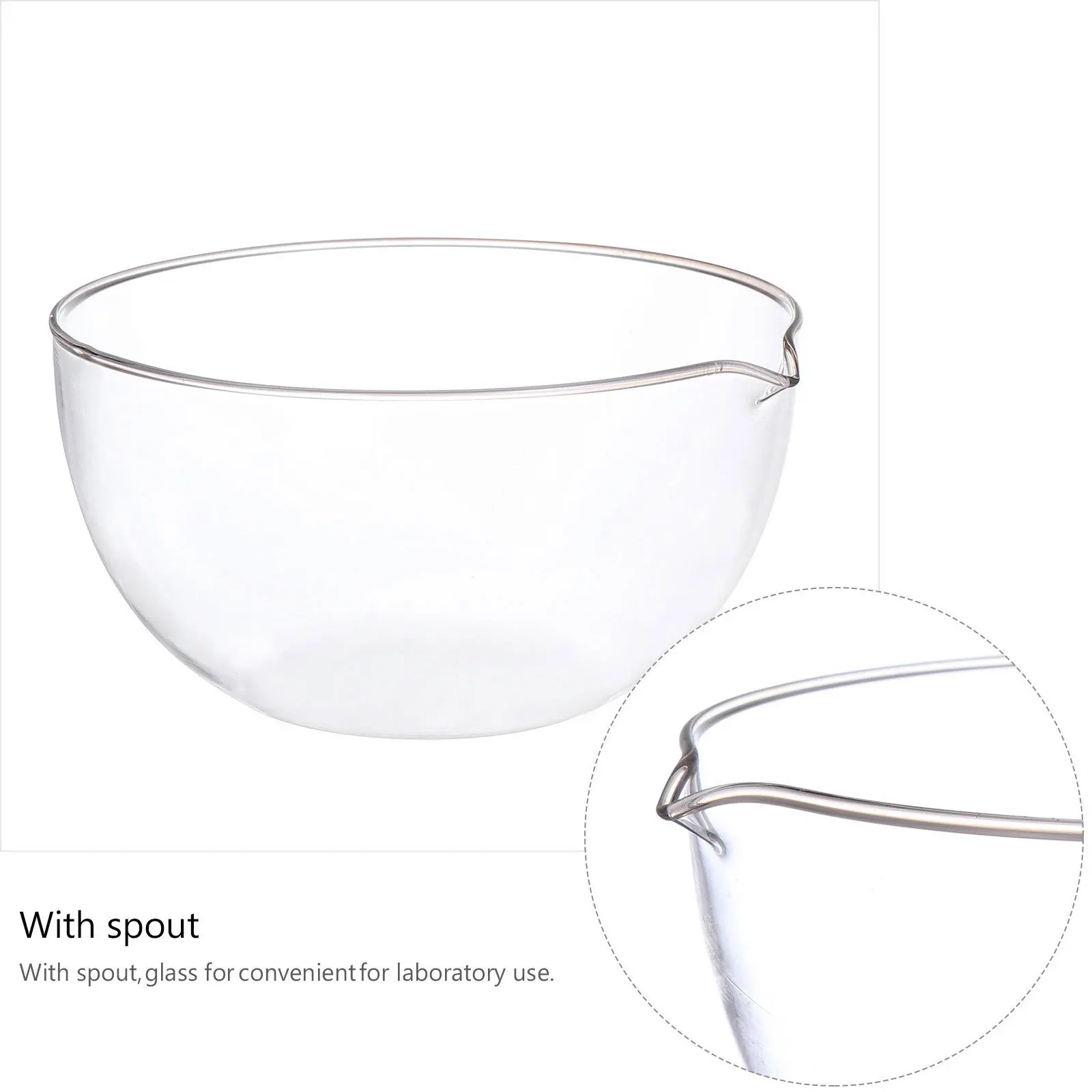 1Pcs Glass Evaporating Dish Container Flat Bottom Reusable Laboratory Tool with Spout Heat Resistant Evaporation Basin for Lab