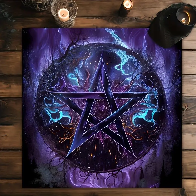 VIKAMA Purple Tree of Life Pentagram Tarot Tablecloth Ceremony Tarot Card Divination Table Mat Card deduction