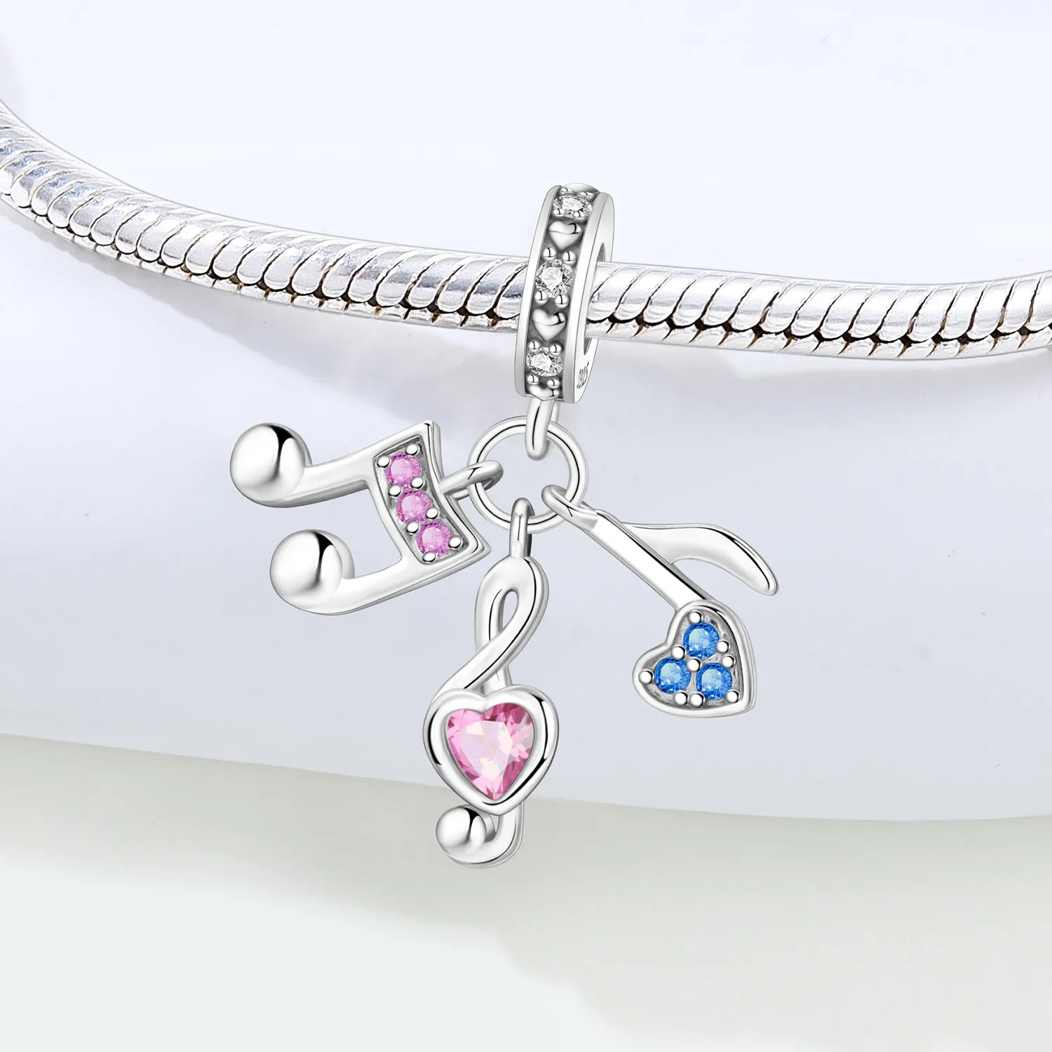 PANPOKI 925 Sterling Silver Colorful Note Interest Beads Original Pendants Bracelet Charm Jewelry Party DIY Trendy Gifts